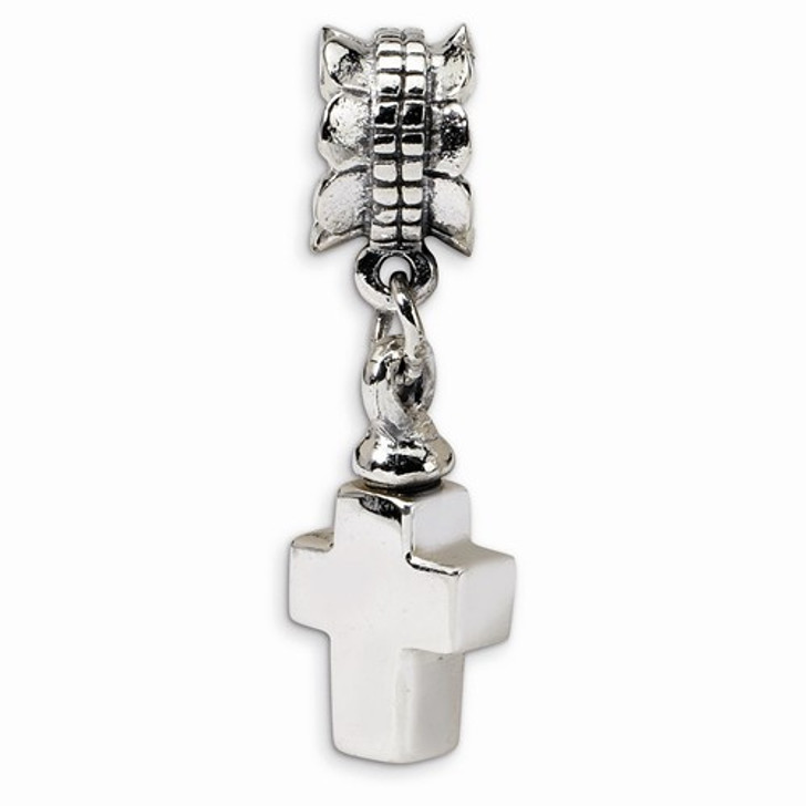 Reflections Cross Sterling Silver Cremation Jewelry Dangle Bead Charm