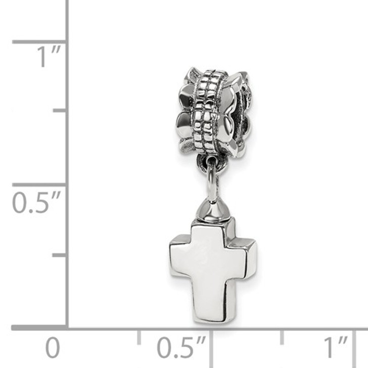 Reflections Cross Sterling Silver Cremation Jewelry Dangle Bead Charm