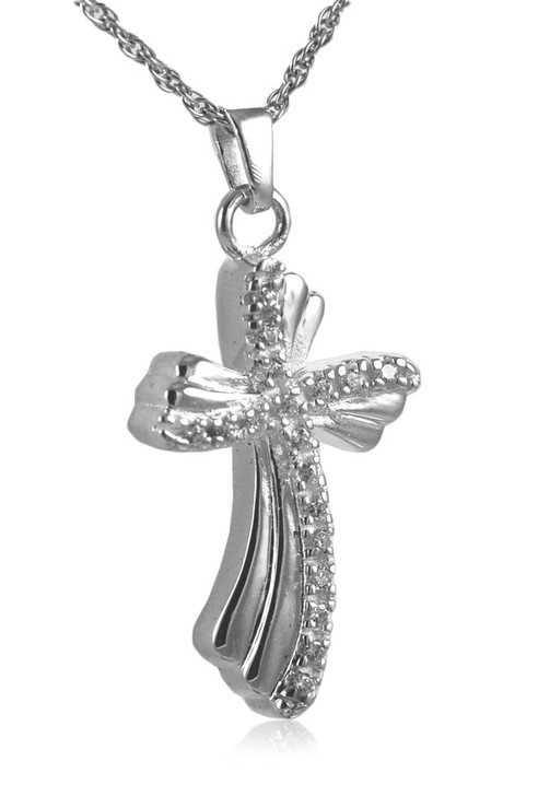 Rocky Cross Sterling Silver Cremation Jewelry Pendant Necklace
