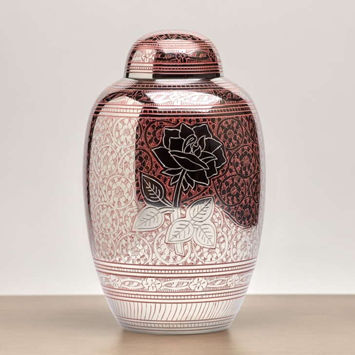 Rose Floral Brass Cremation Urn