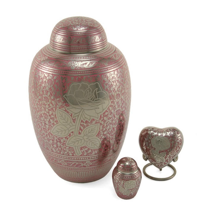 Rose Floral Brass Cremation Urn