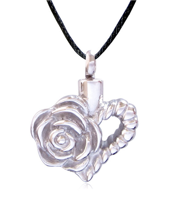 Rose Heart Stainless Steel Cremation Jewelry Pendant Necklace