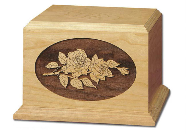 Roses Cherry Wood Cremation Urn