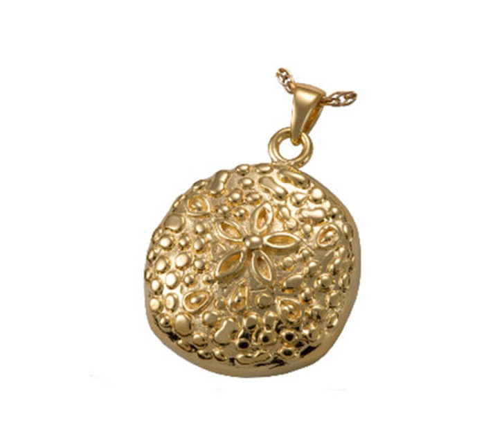 Sand Dollar Cremation Jewelry in Solid 14k Yellow Gold or White Gold