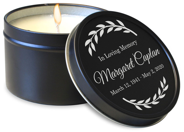 Personalized Scented Natural Soy Memorial Candle Tin