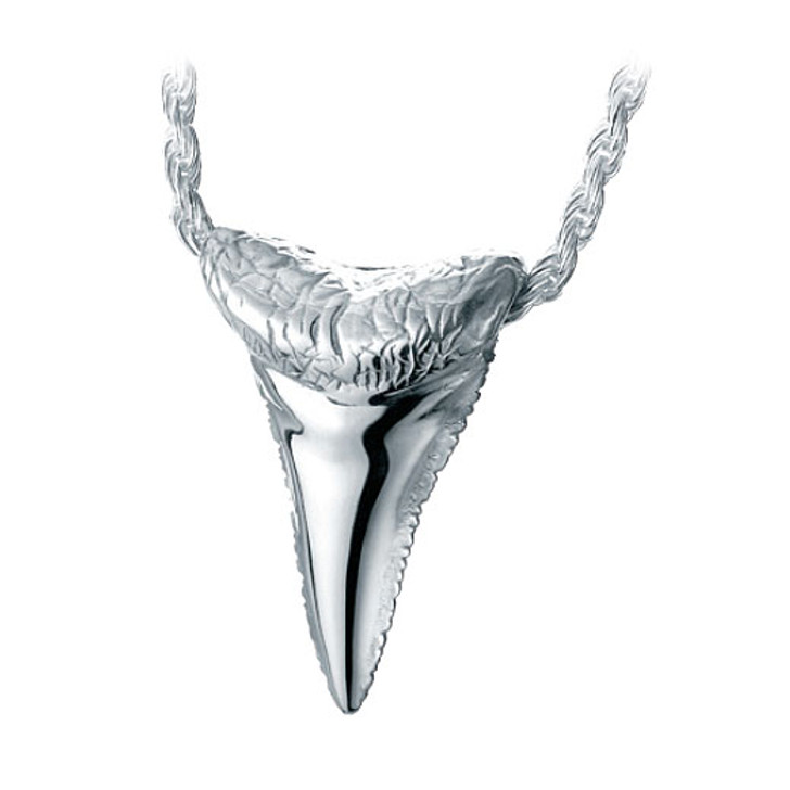 Shark Tooth Sterling Silver Cremation Jewelry Pendant Necklace