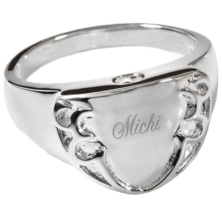Shield Sterling Silver Memorial Pet Cremation Ring