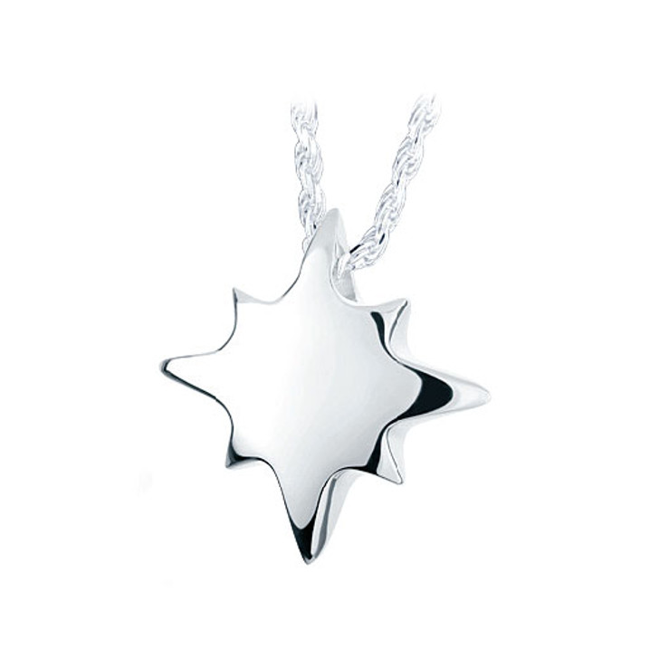 Shining Star Sterling Silver Cremation Jewelry Pendant Necklace