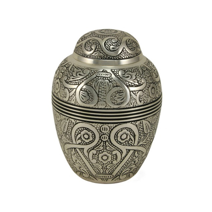 Silver Embossed Cremation Urn - 2 Sizes