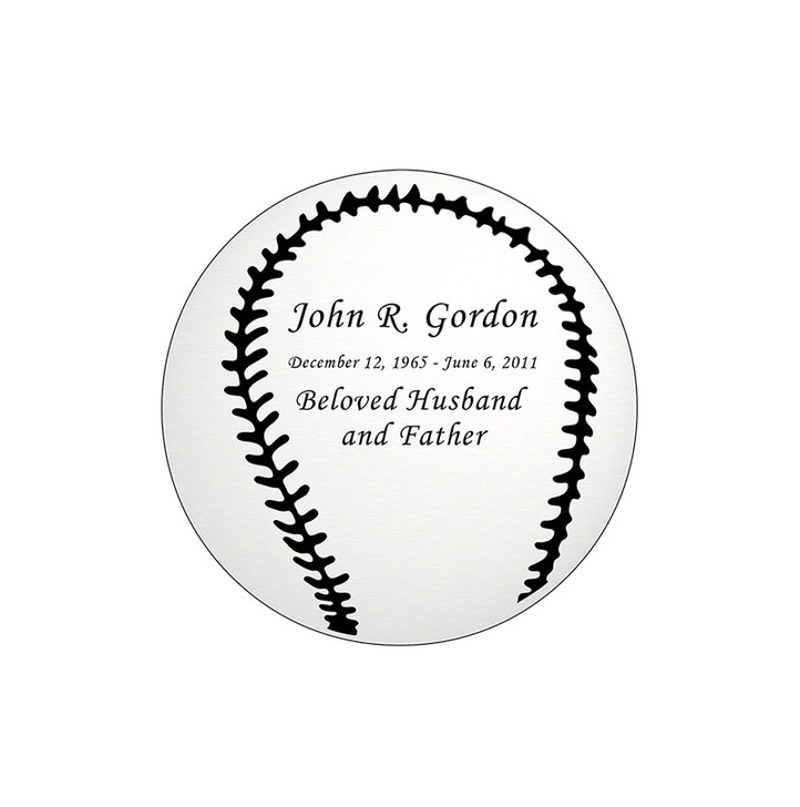 Baseball Nameplate - Engraved - Silver - 1-7/8  x  1-7/8