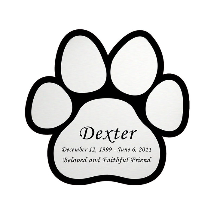 Paw Print Nameplate - Engraved - Silver - 2-3/4 x 2-3/4