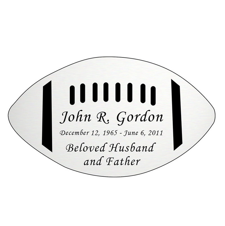 Football Nameplate - Engraved - Silver - 4-1/4  x  2-1/2