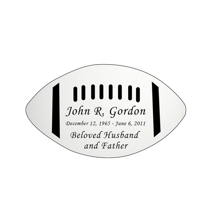 Football Nameplate - Engraved - Silver - 3-1/2  x  2