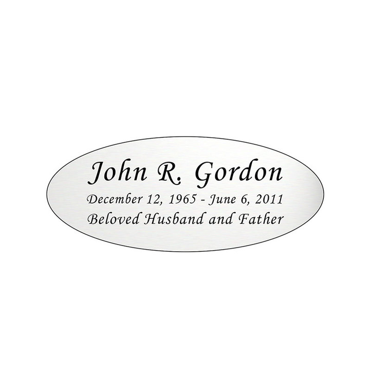 Silver Engraved Nameplate - Oval - 3-1/2  x  1-7/16