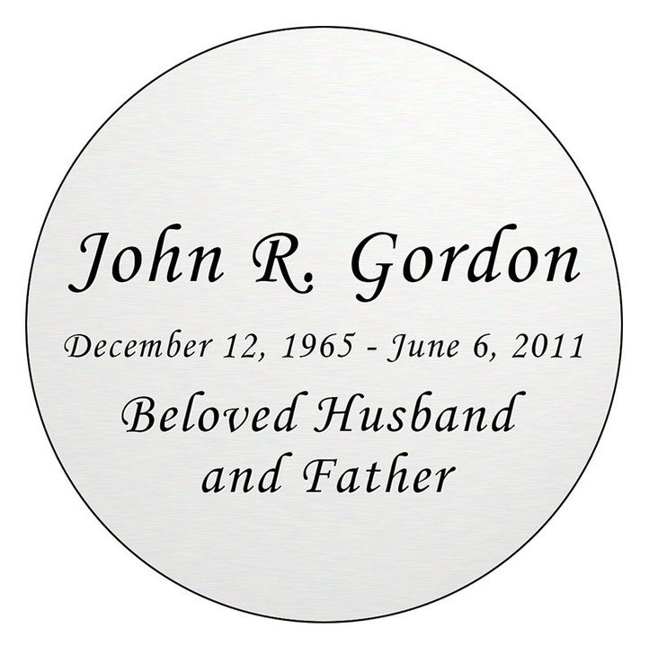 Round Nameplate - Engraved - Silver - 3-1/2  x  3-1/2