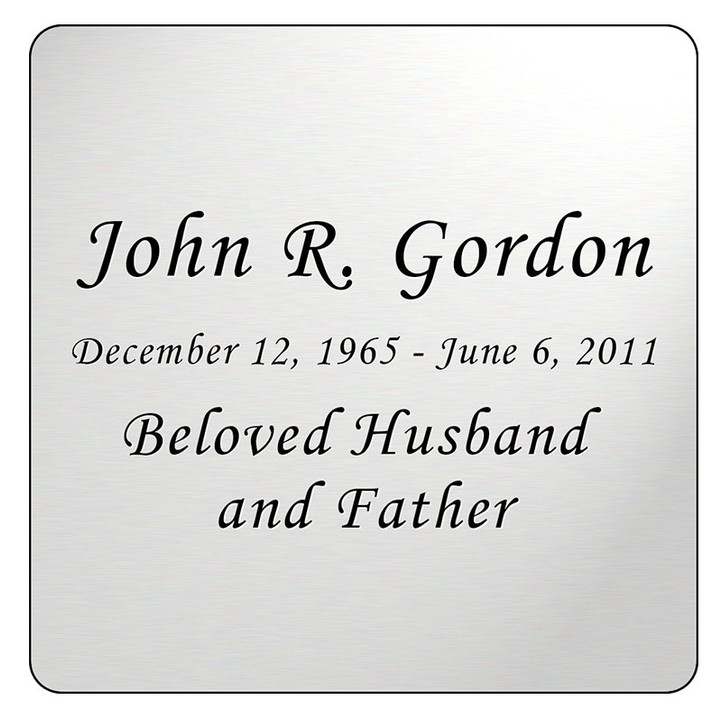 Silver Engraved Nameplate - Square with Rounded Corners - 3-1/2  x  3-1/2