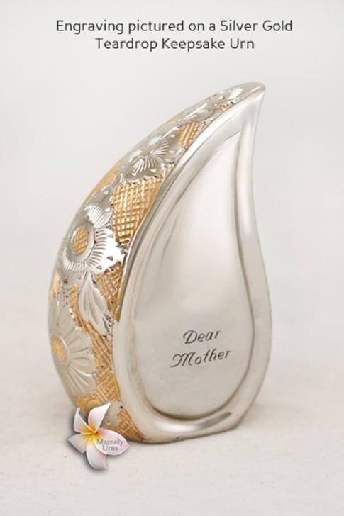 Silver Gold Tear Drop Keepsake Cremation Urn