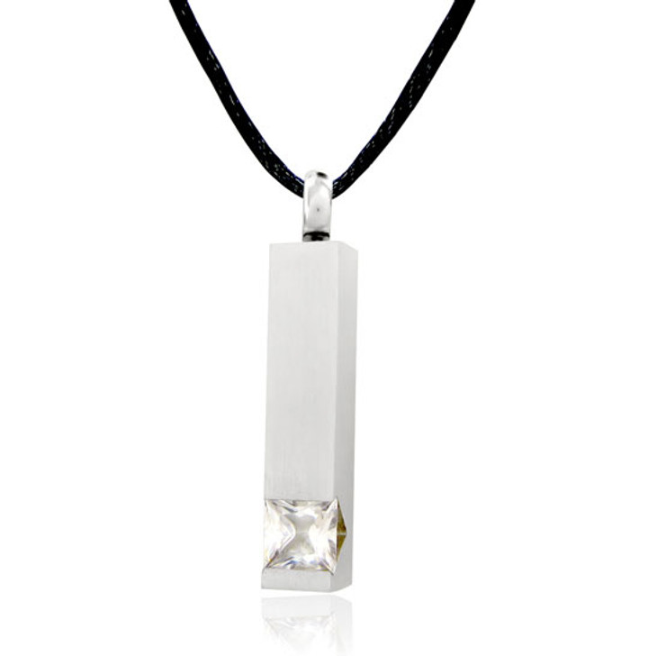Silver Pillar Stainless Steel Cremation Jewelry Pendant Necklace