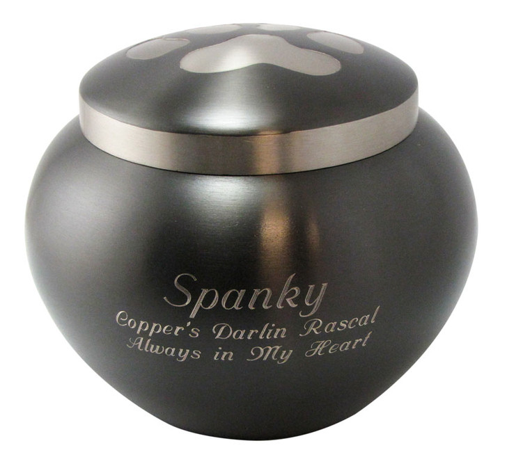 Petite Slate  /  Pewter Odyssey Paw Print Pet Cremation Urn