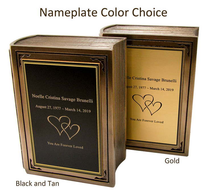 Small Book Antiqued Bronze Finish Resin Cremation Urn