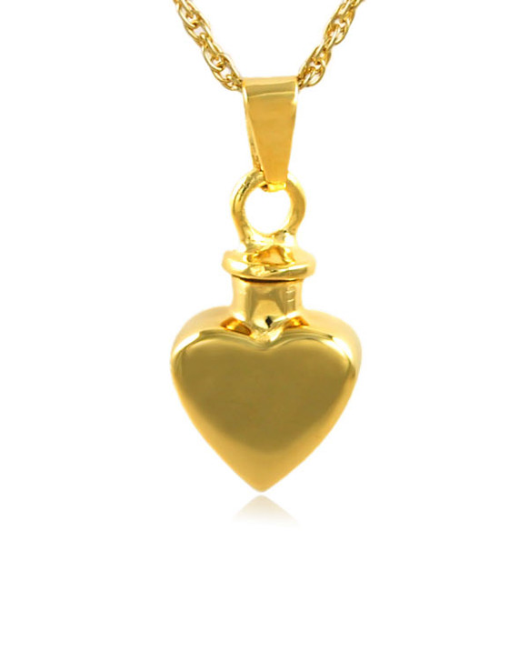 Small Heart Gold Vermeil Cremation Jewelry Pendant Necklace