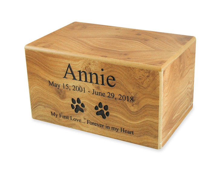 Small Natural Finish MDF Wood Pet Cremation Urn