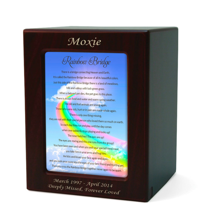 Small Rainbow Bridge 1 Cherry Finish Pet Cremation Urn