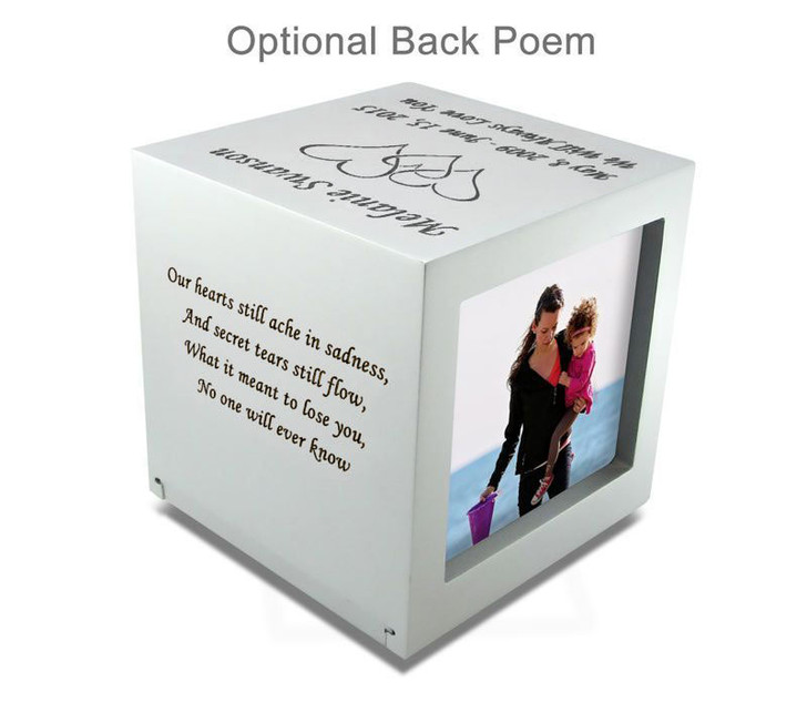 Small Rotating Photo Cube Cremation Urn - 3 Color Choices