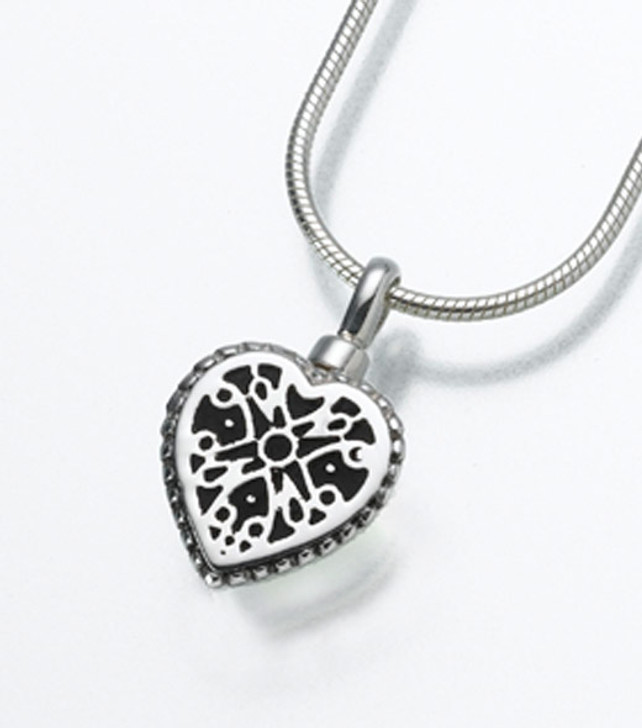 Small Sterling Silver Filigree Heart Cremation Jewelry