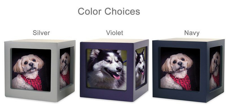 Large Violet Photo Cube Pet Cremation Urn