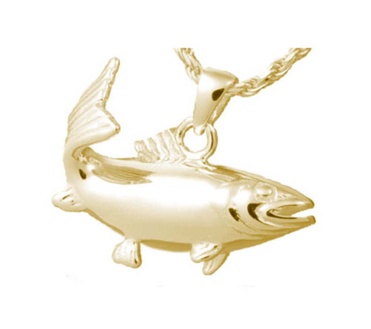 Sport Fish Cremation Jewelry in 14k Gold Plated Sterling Silver