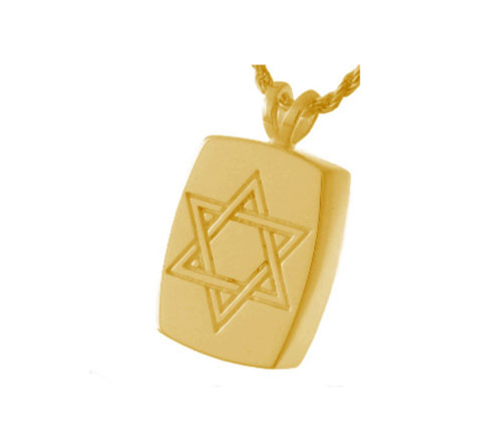 Star of David Cremation Jewelry in 14k Gold Plated Sterling Silver