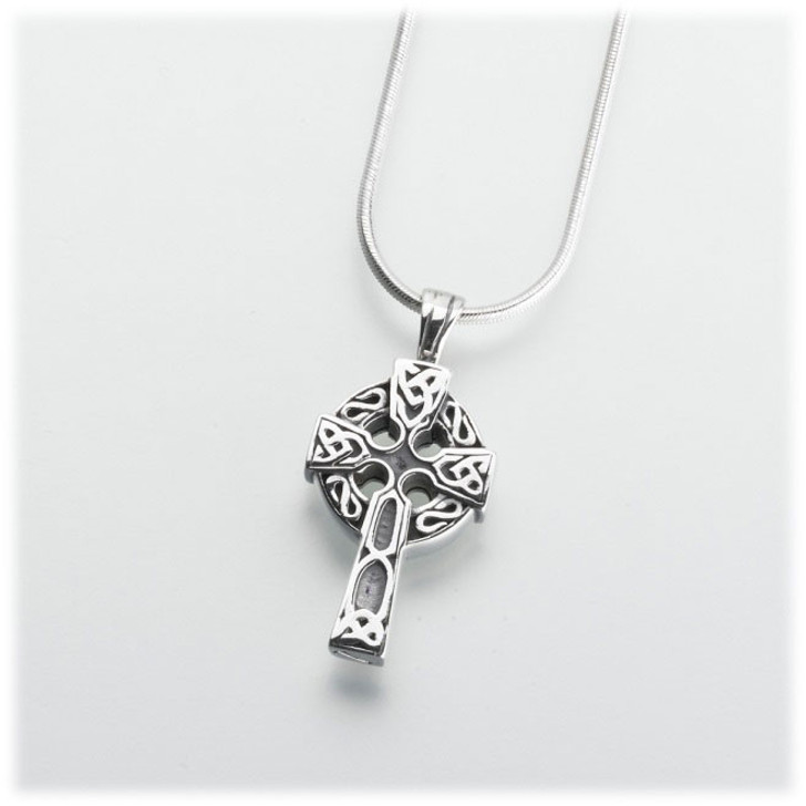 Sterling Silver Celtic Cross Cremation Jewelry Pendant for Ashes