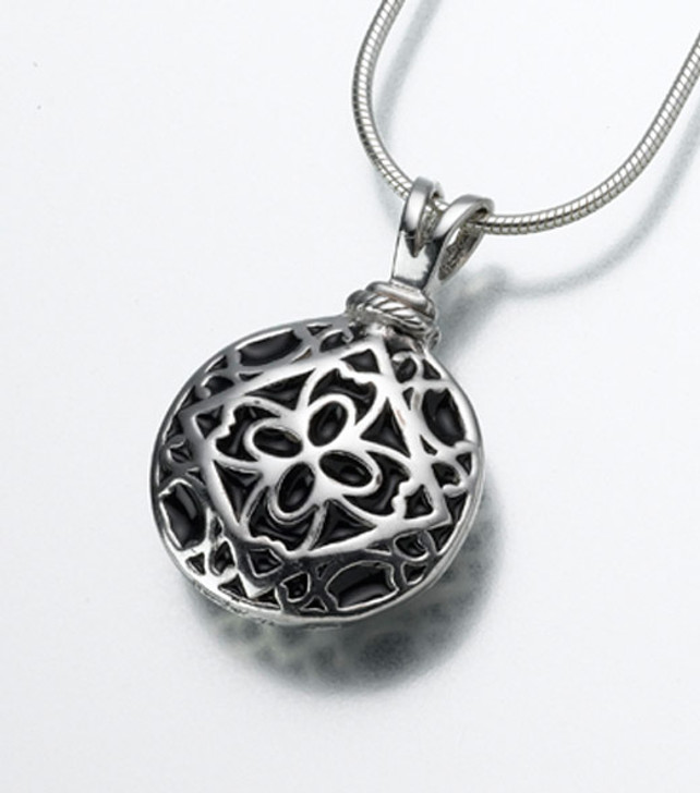 Sterling Silver Filigree Round Cremation Jewelry