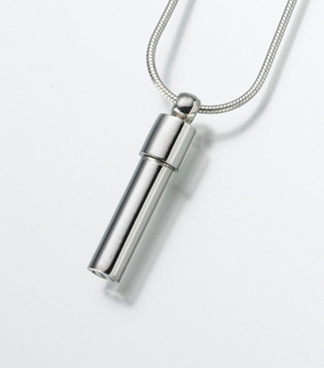 Sterling Silver Two-Chamber Cylinder  Cremation Jewelry