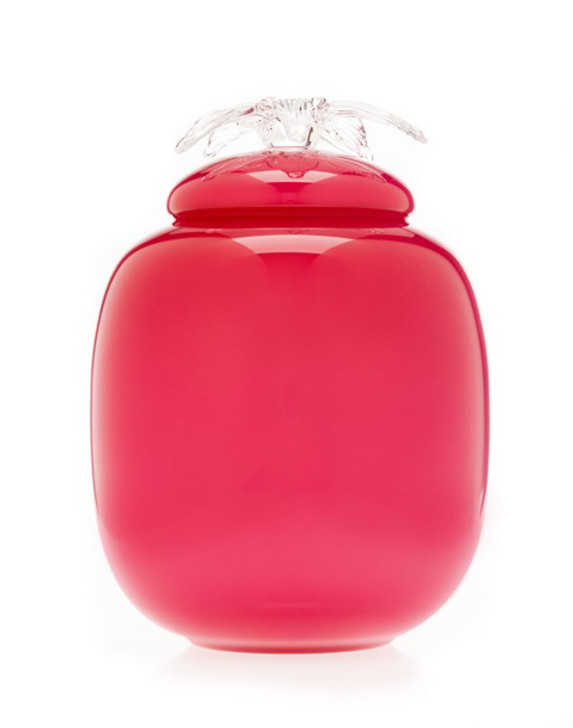 Strawberry Pink Flores Collection Hand Blown Glass Cremation Urn