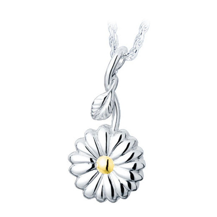 Sunflower Sterling Silver with Gold Cremation Jewelry Pendant Necklace