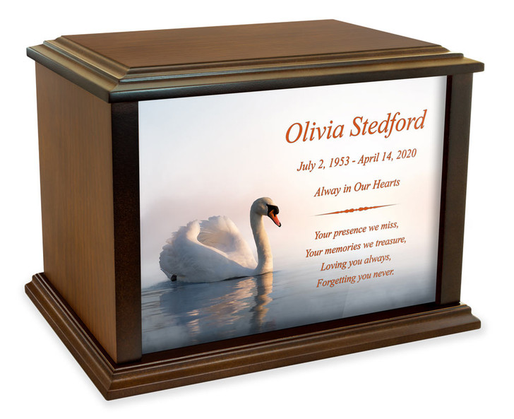 Swan Eternal Reflections Wood Cremation Urn - 4 Sizes