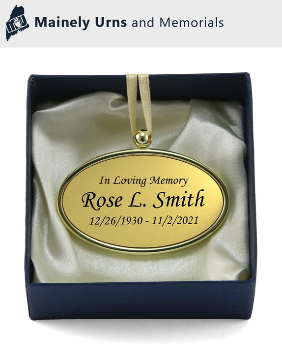 Gold Oval Cremation Urn Pendant - Engravable