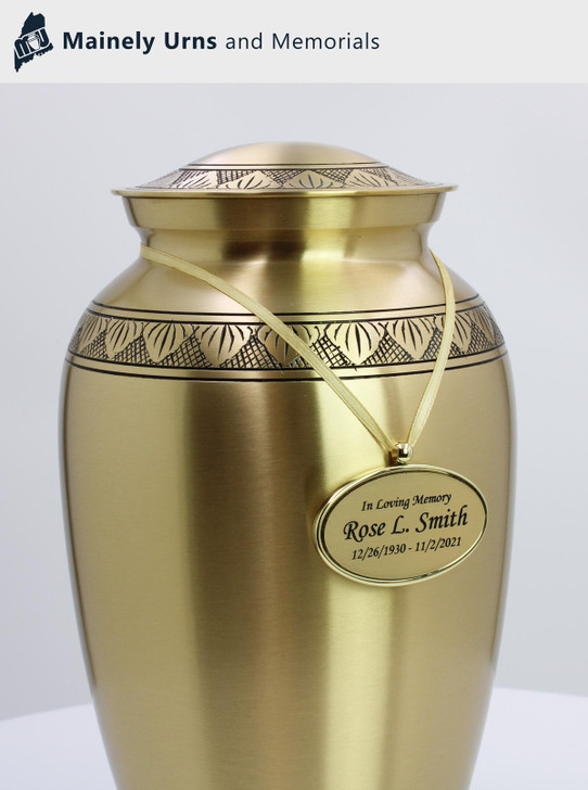 Gold Oval Cremation Urn Pendant - Engravable