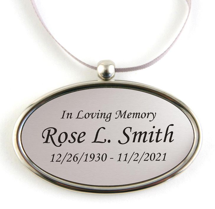 Silver Oval Cremation Urn Pendant - Engravable