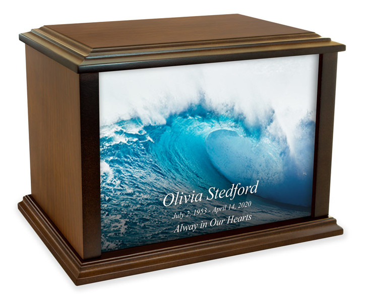 The Curling Ocean Wave Eternal Reflections Wood Cremation Urn