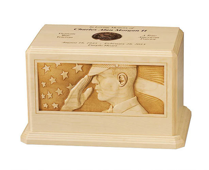 The Salute Military Maple Wood Cremation Urn