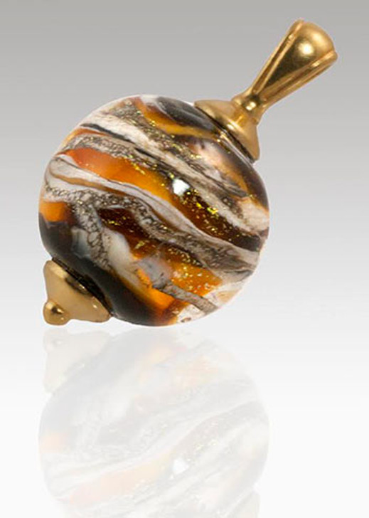 Tiger Swirling Galaxy Cremains Encased in Glass Cremation Jewelry Pendant