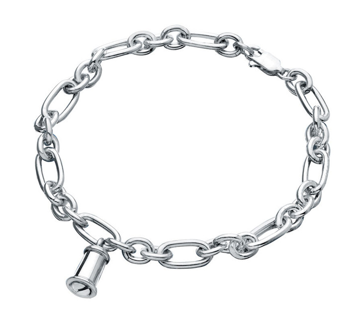Traditional Charm Oval Link Sterling Silver Cremation Jewelry Bracelet