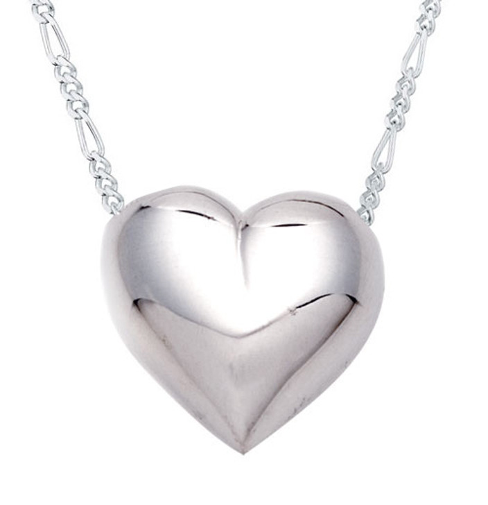 Traditional Heart Sterling Silver Cremation Jewelry Pendant Necklace