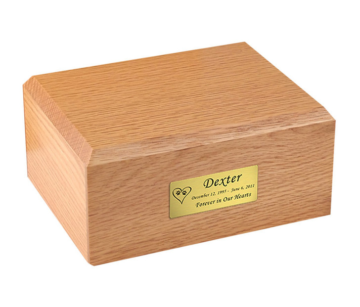 Large Traditional Oak Wood Pet Urn