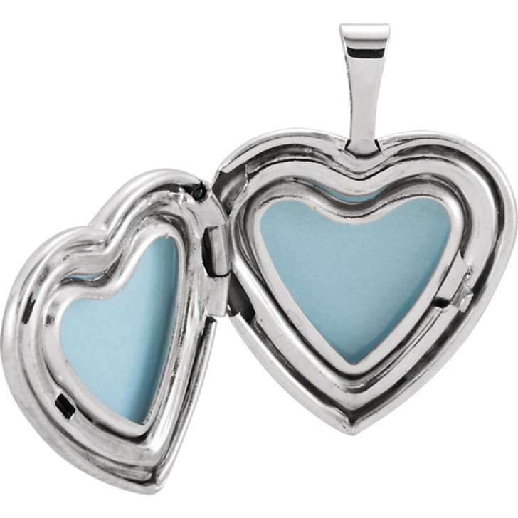 Tri-Color Heart with Cross and Roses Sterling Silver Memorial Locket Jewelry Necklace