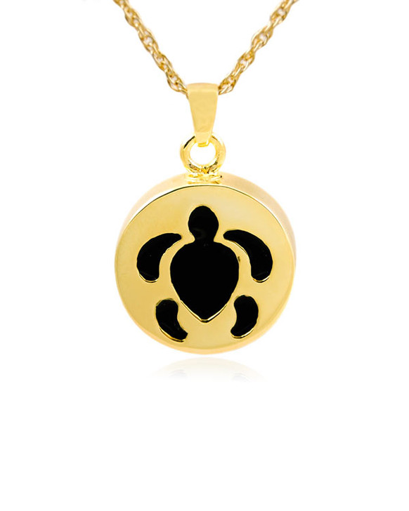Turtle Gold Vermeil Cremation Jewelry Pendant Necklace