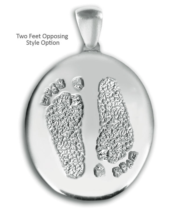 Two Footprints Thumbies 3D Fingerprint Sterling Silver Keepsake Memorial Grand Pendant/Charm